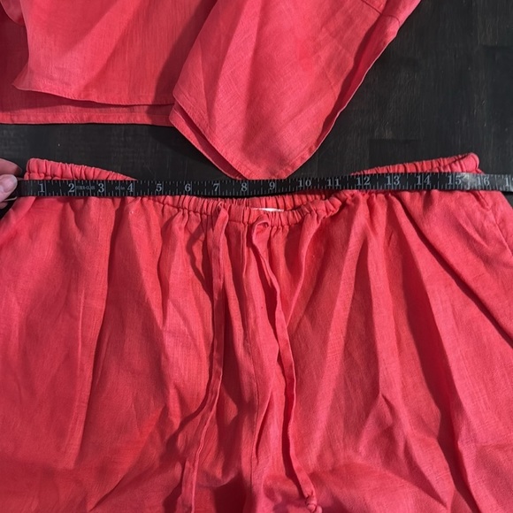 Josephine Chaus Pink Linen Short & Blouse Set Size Large Petite - Picture 8 of 9